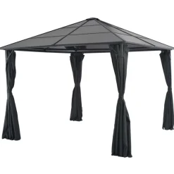 vidaXL Cenador con cortinas aluminio 3x3 m negro Hot