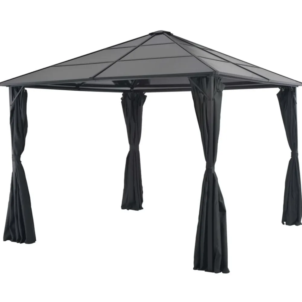 vidaXL Cenador con cortinas aluminio 3x3 m negro Hot