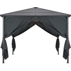 vidaXL Cenador con cortinas aluminio 3x3 m negro Hot