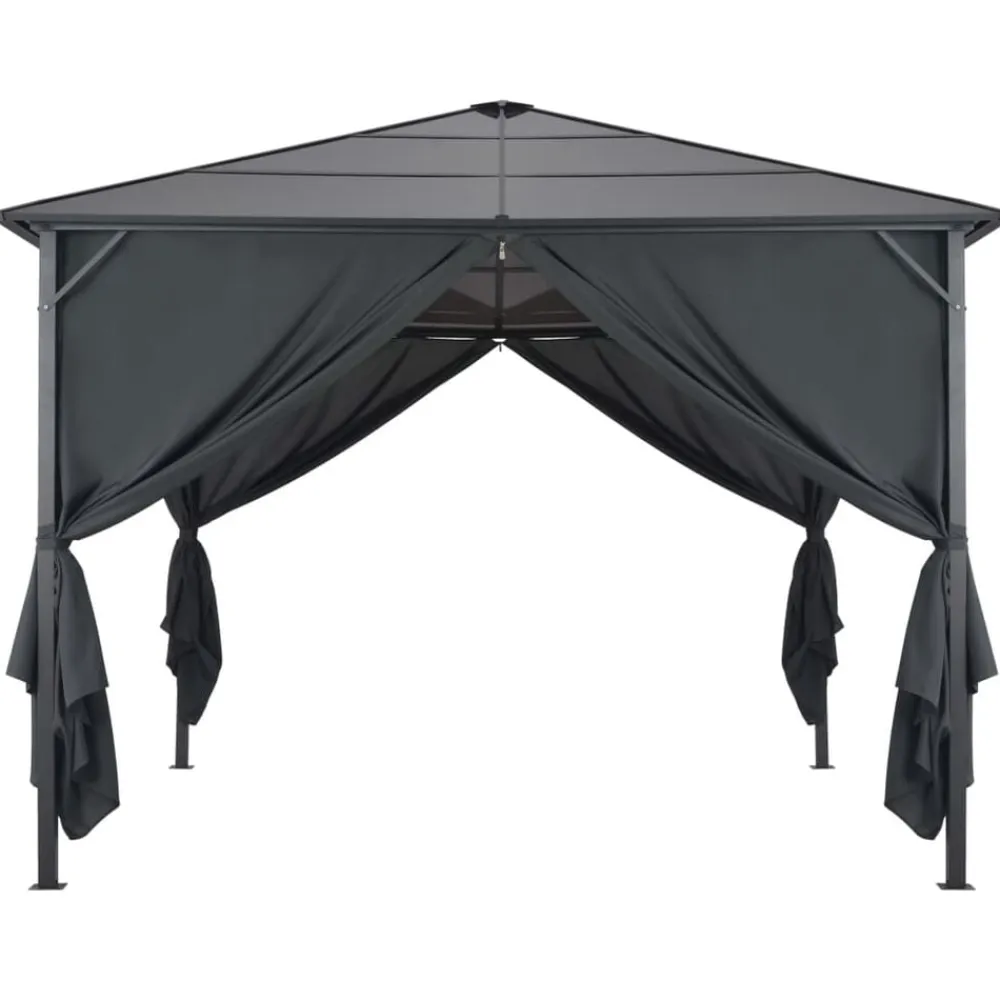 vidaXL Cenador con cortinas aluminio 3x3 m negro Hot