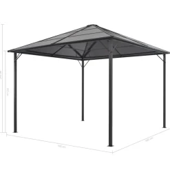 vidaXL Cenador con cortinas aluminio 3x3 m negro Hot