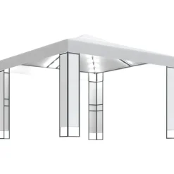 vidaXL Jardín-Cenador con doble techo y tira de luces LED 3x3 m