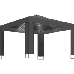 vidaXL Cenador con doble techo y tira de luces LED 3x3 m Antracita