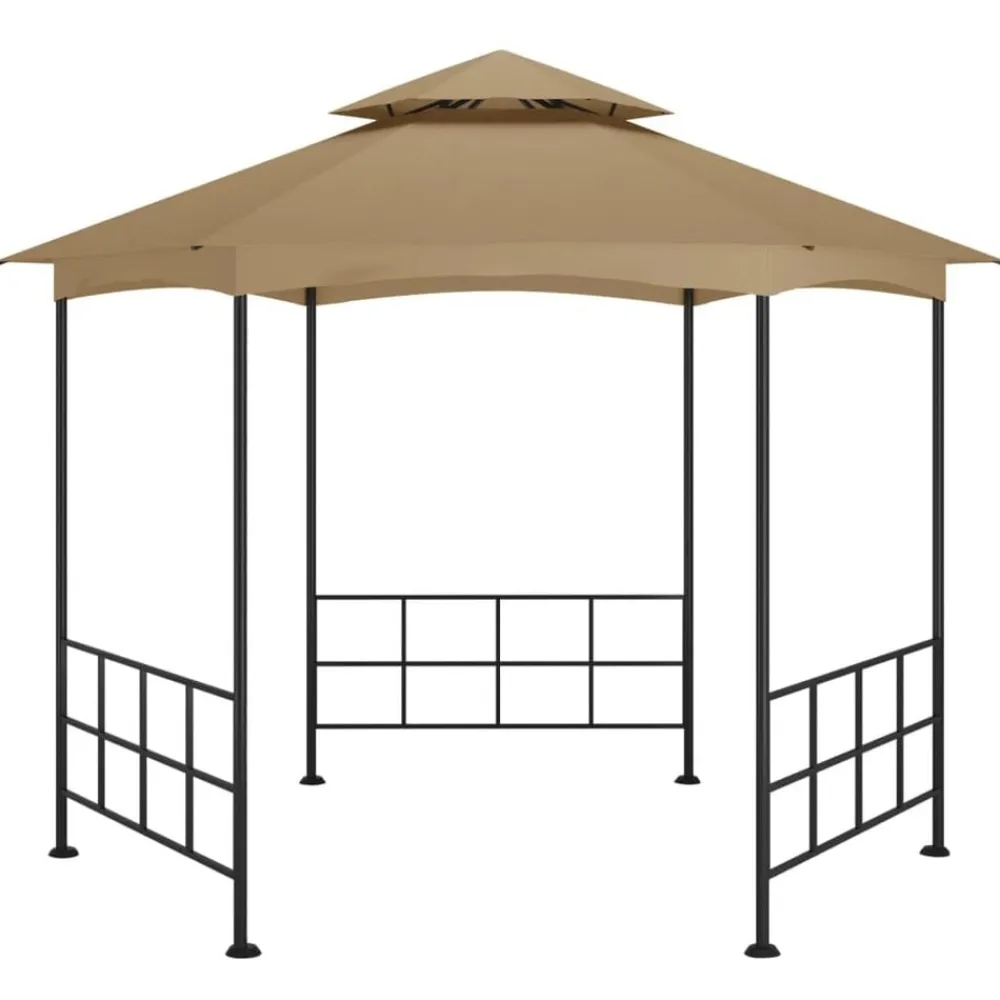 vidaXL Jardín-Cenador con paredes laterales gris taupe 3,1x2,7 m