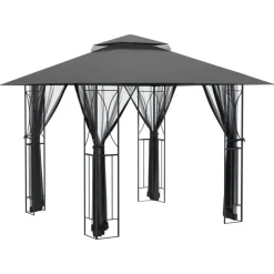 vidaXL Jardín-Cenador con paredes acero gris antracita 300x300x270 cm