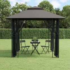 vidaXL Jardín-Cenador con paredes acero gris antracita 300x300x270 cm