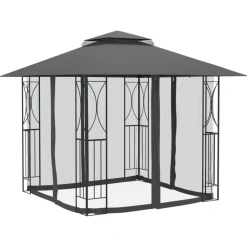 vidaXL Jardín-Cenador con paredes acero gris antracita 300x300x270 cm