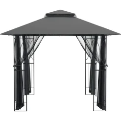 vidaXL Jardín-Cenador con paredes acero gris antracita 300x300x270 cm