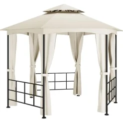 vidaXL Cenador con paredes laterales 3,1x2,7 m Crema Hot