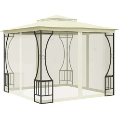 vidaXL Cenador con redes color 300x300x265 cm Crema Clearance