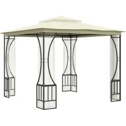 vidaXL Cenador con redes color 300x300x265 cm Crema Clearance