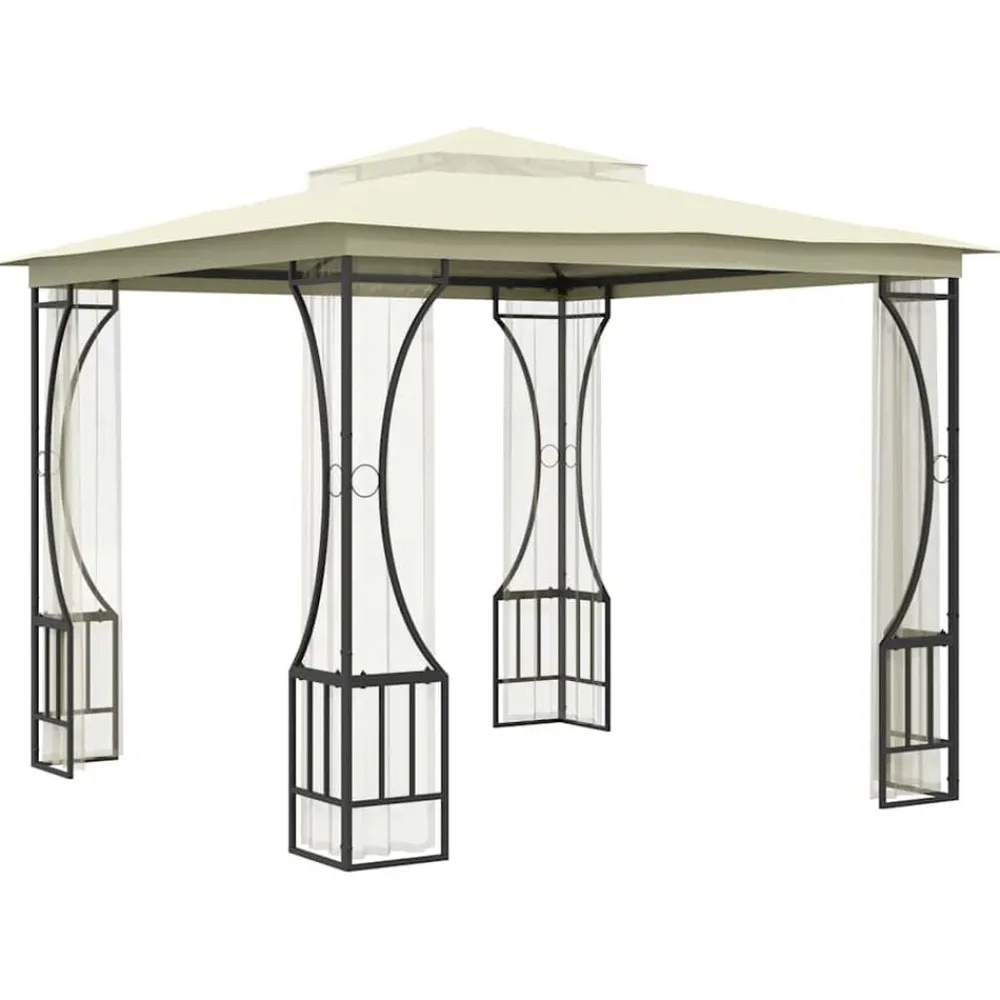 vidaXL Cenador con redes color 300x300x265 cm Crema Clearance