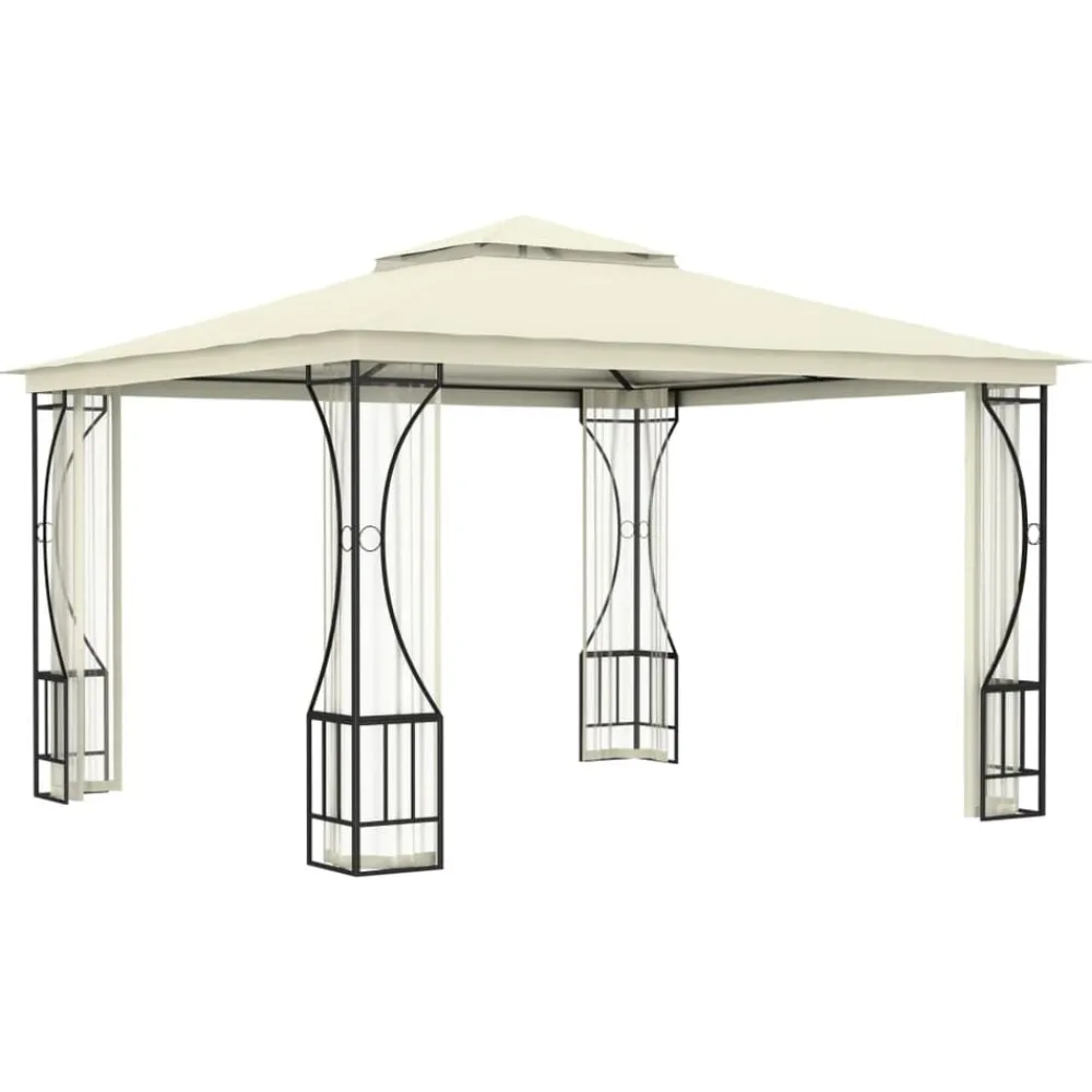 vidaXL Cenador con redes color 300x300x265 cm Crema Clearance