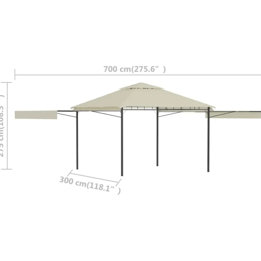 vidaXL Jardín-Cenador con tejado doble extensible 3x3x2,75m 180g/m²