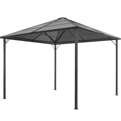 vidaXL Cenador con tejado aluminio 3x3 m antracita Online