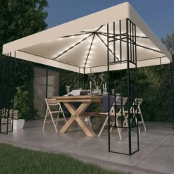 vidaXL Jardín-Cenador con tira de luces LED 3x3 m