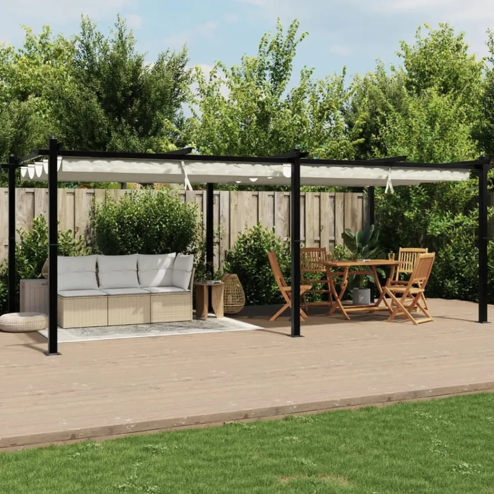vidaXL Jardín-Cenador de jardín con techo retráctil aluminio 3x6 m