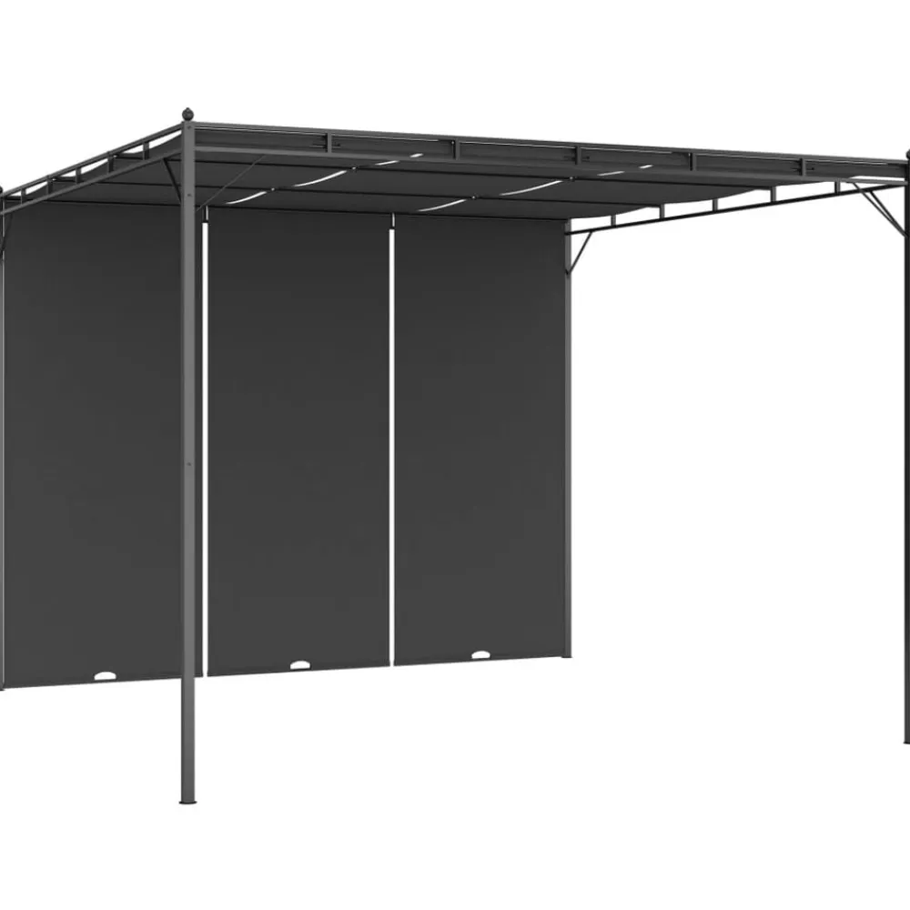 vidaXL Jardín-Cenador de jardín con cortina lateral gris 3x3x2,25 m