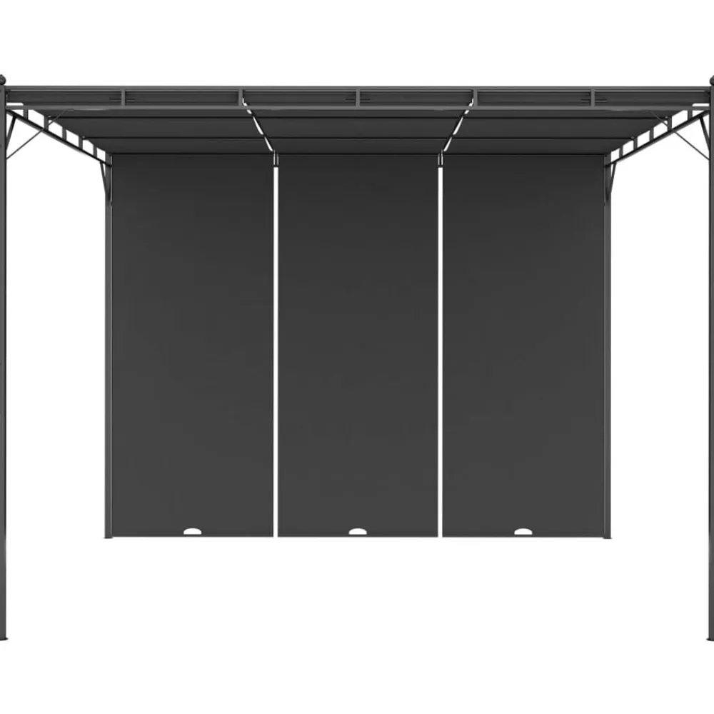 vidaXL Jardín-Cenador de jardín con cortina lateral gris 3x3x2,25 m
