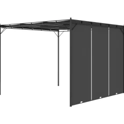 vidaXL Jardín-Cenador de jardín con cortina lateral gris 3x3x2,25 m