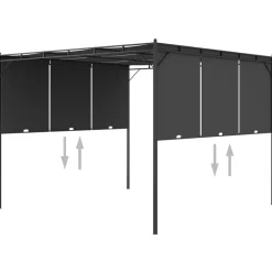 vidaXL Jardín-Cenador de jardín con cortina lateral gris 3x3x2,25 m