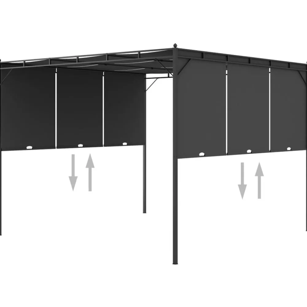 vidaXL Jardín-Cenador de jardín con cortina lateral gris 3x3x2,25 m