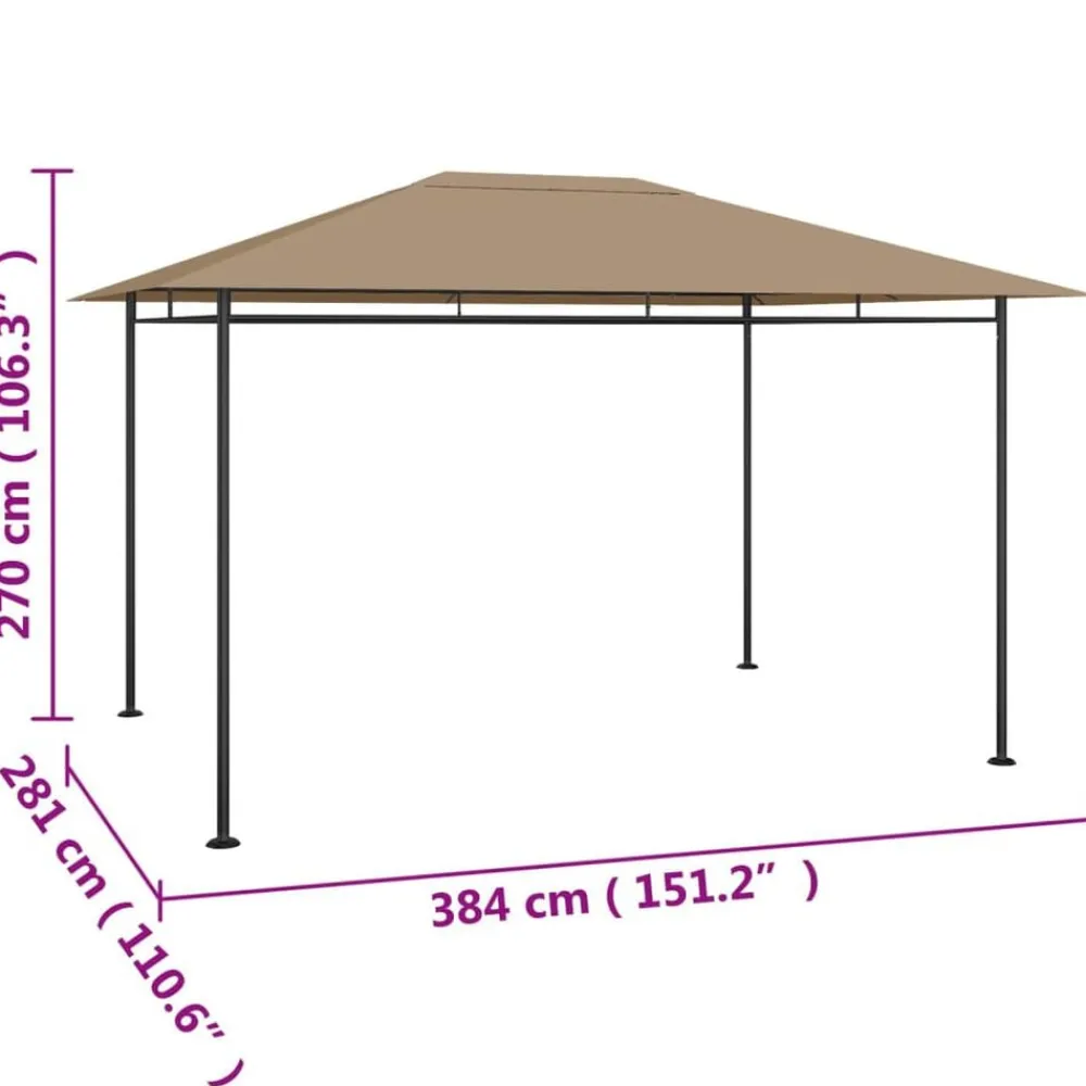 vidaXL Cenador gris 384x281x270 cm 180 g/m² Taupé Hot