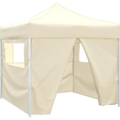 vidaXL Cenador plegable con 4 paredes colore 3x3 m Crema Online