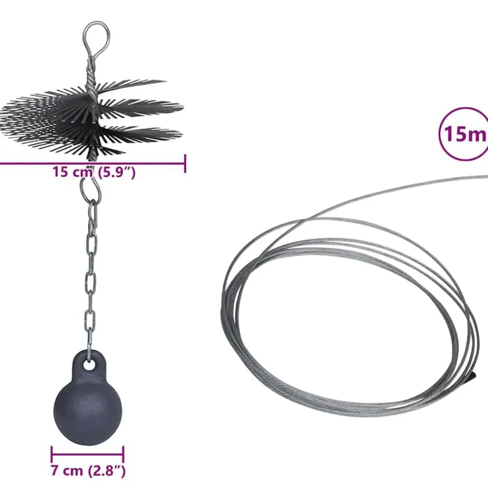 vidaXL Cepillo de limpieza de chimenea redondo 15 cm