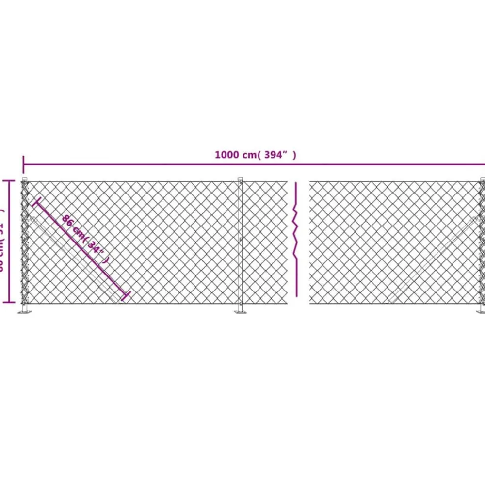 vidaXL Vallas De Jardín-Cerca de alambre con brida gris 0,8x10 m
