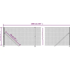 vidaXL Cerca de alambre con brida gris 0,8x10 m Antracita Discount