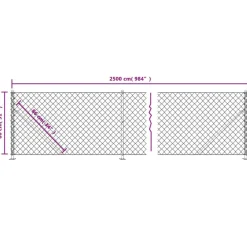 vidaXL Vallas De Jardín-Cerca de alambre con brida plateada 0,8x25 m