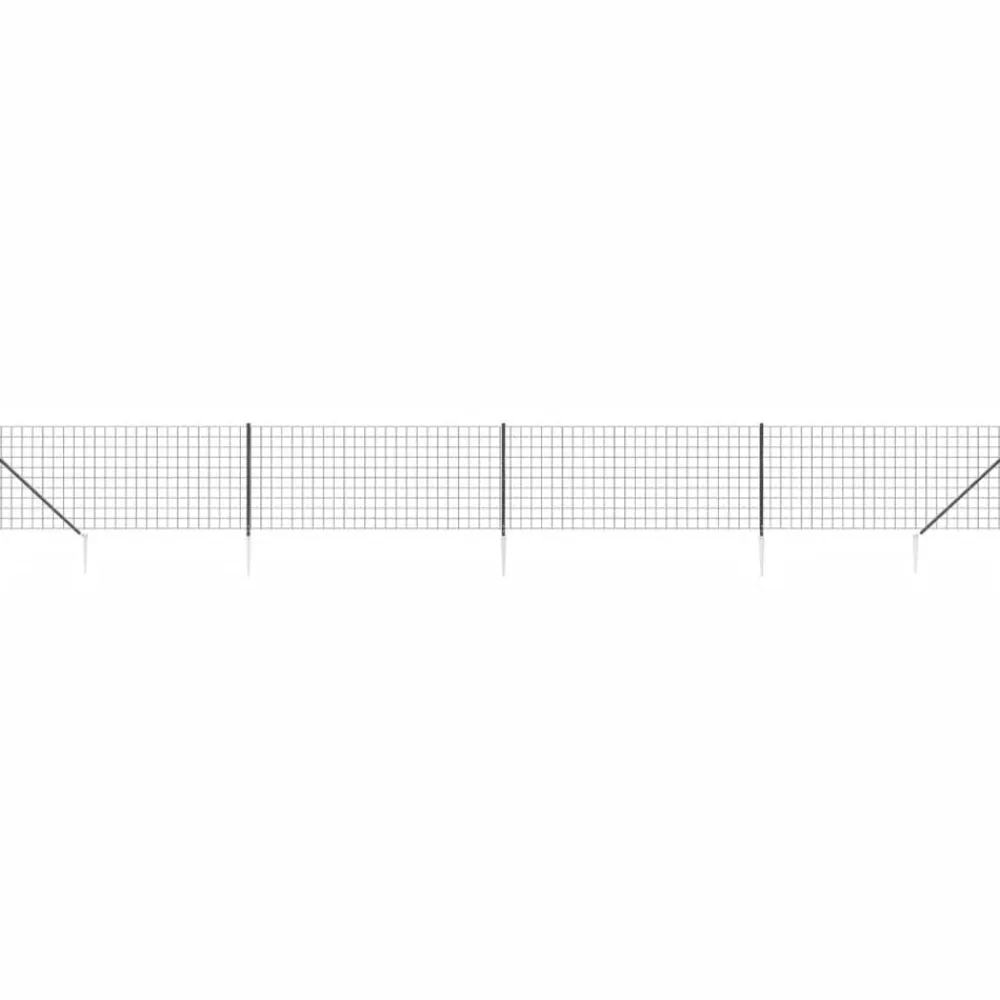 vidaXL Cerca de alambre con pinchos de anclaje gris 1x10 m Antracita Discount