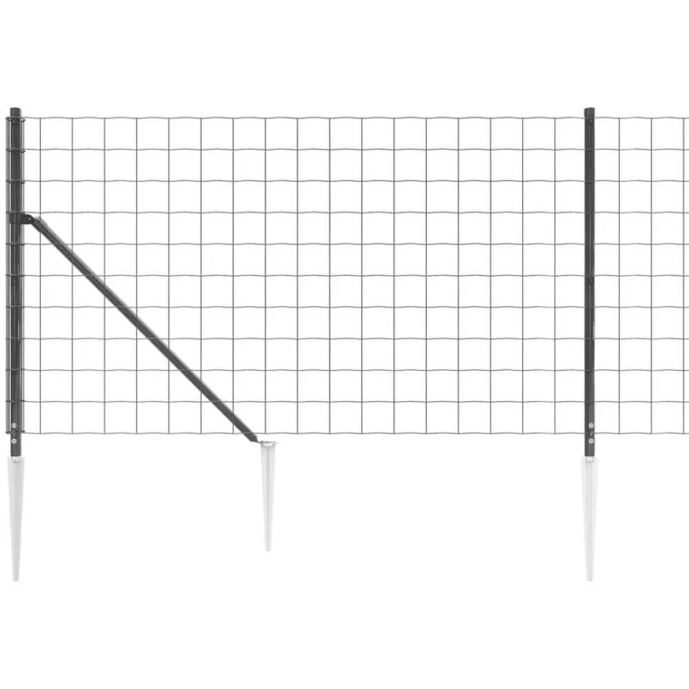 vidaXL Cerca de alambre con pinchos de anclaje gris 1x10 m Antracita Discount