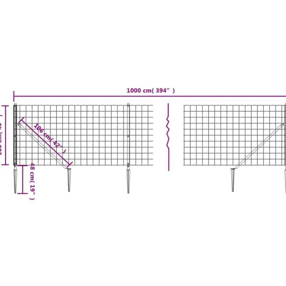 vidaXL Cerca de alambre con pinchos de anclaje gris 1x10 m Antracita Discount