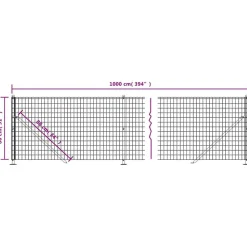 vidaXL Cerca de alambre con brida 0,8x10 m Verde