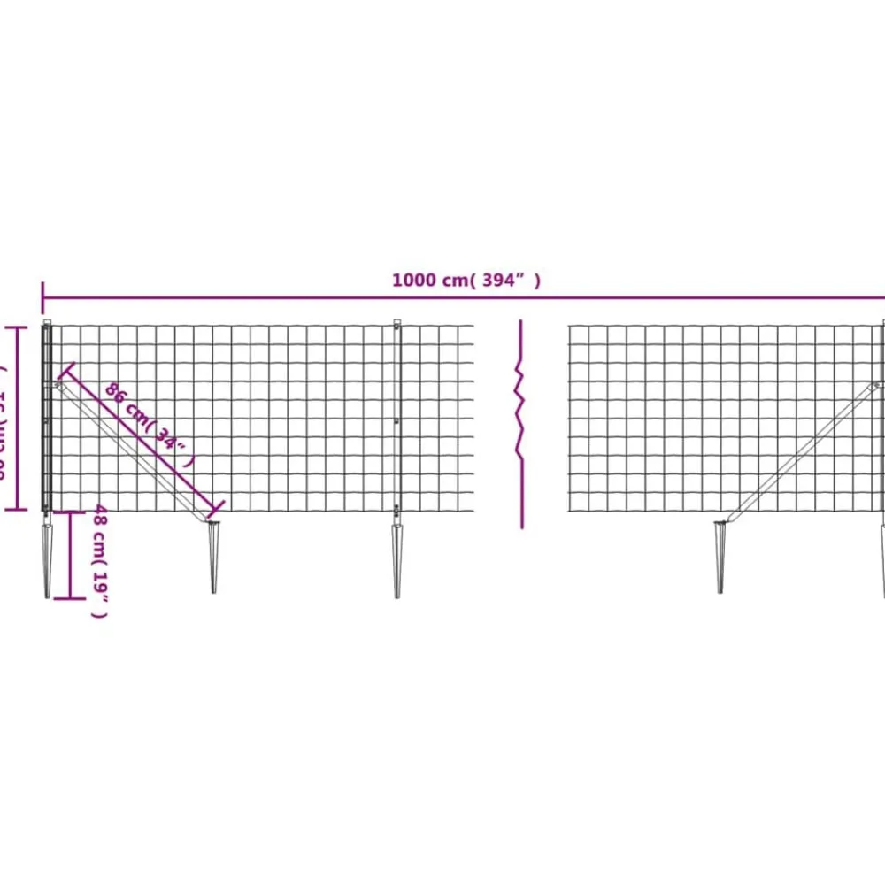 vidaXL Cerca de alambre con pinchos de anclaje 0,8x10 m Verde Hot