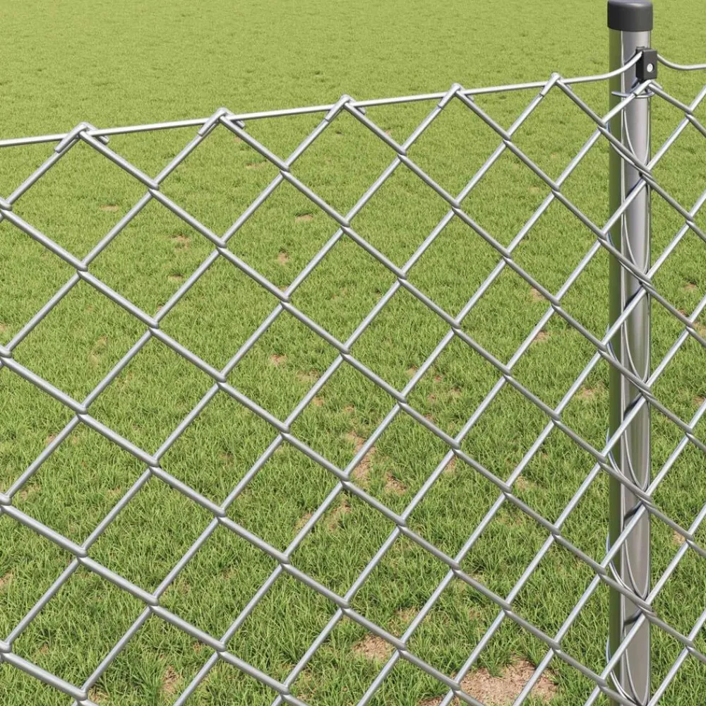vidaXL Cerca de eslabones de cadena Plateado 10 x 0,4 m Acero galvanizado New