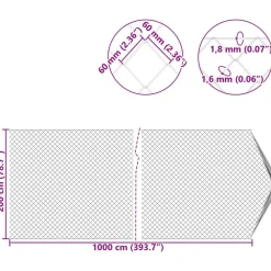 vidaXL Cerca de eslabones de cadena Galvanizado 2 x 10 m Cristal