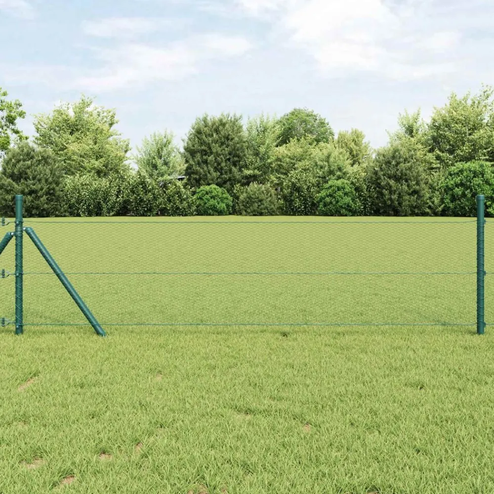 vidaXL Cerca Hexagonal 0,4 x 10 m PVC Verde Outlet