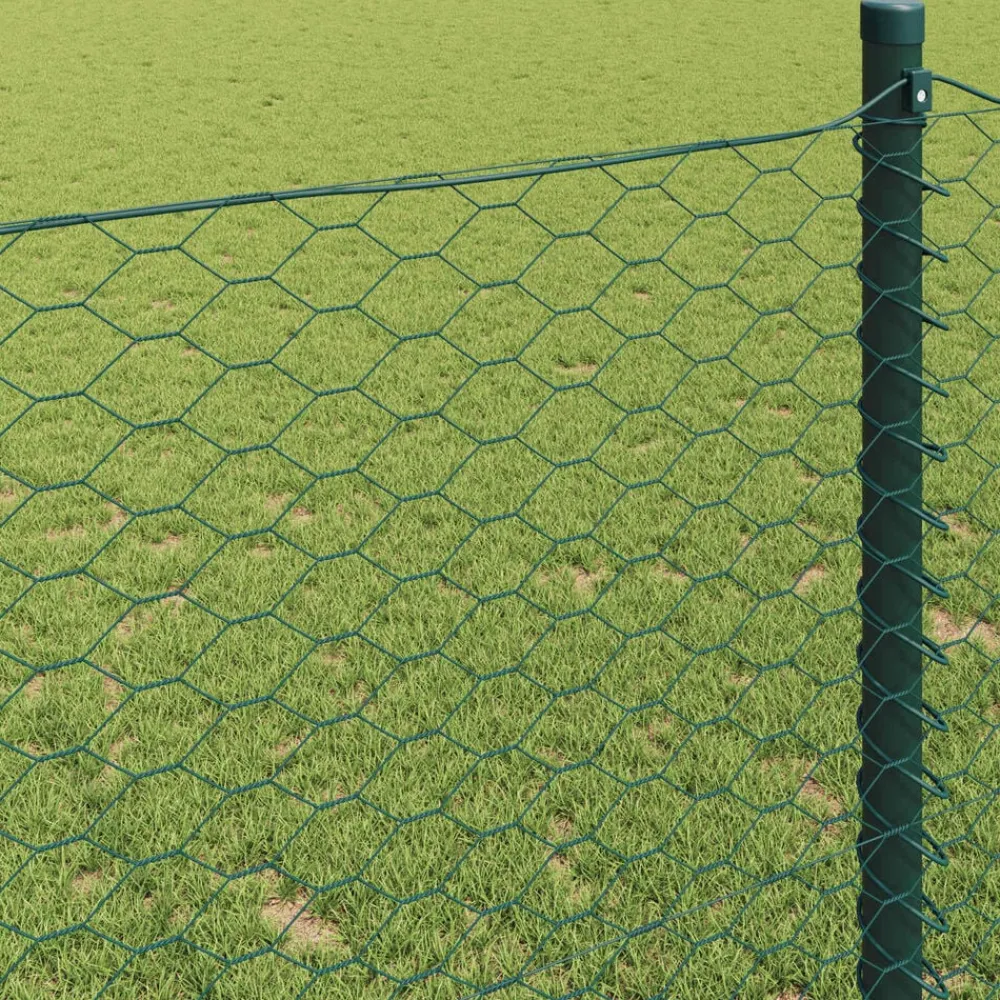 vidaXL Cerca Hexagonal 0,4 x 10 m PVC Verde Outlet