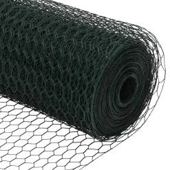 vidaXL Cerca Hexagonal 0,4 x 10 m PVC Verde Outlet