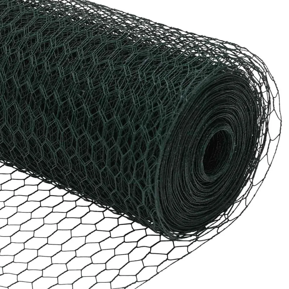 vidaXL Cerca Hexagonal 0,4 x 10 m PVC Verde Outlet
