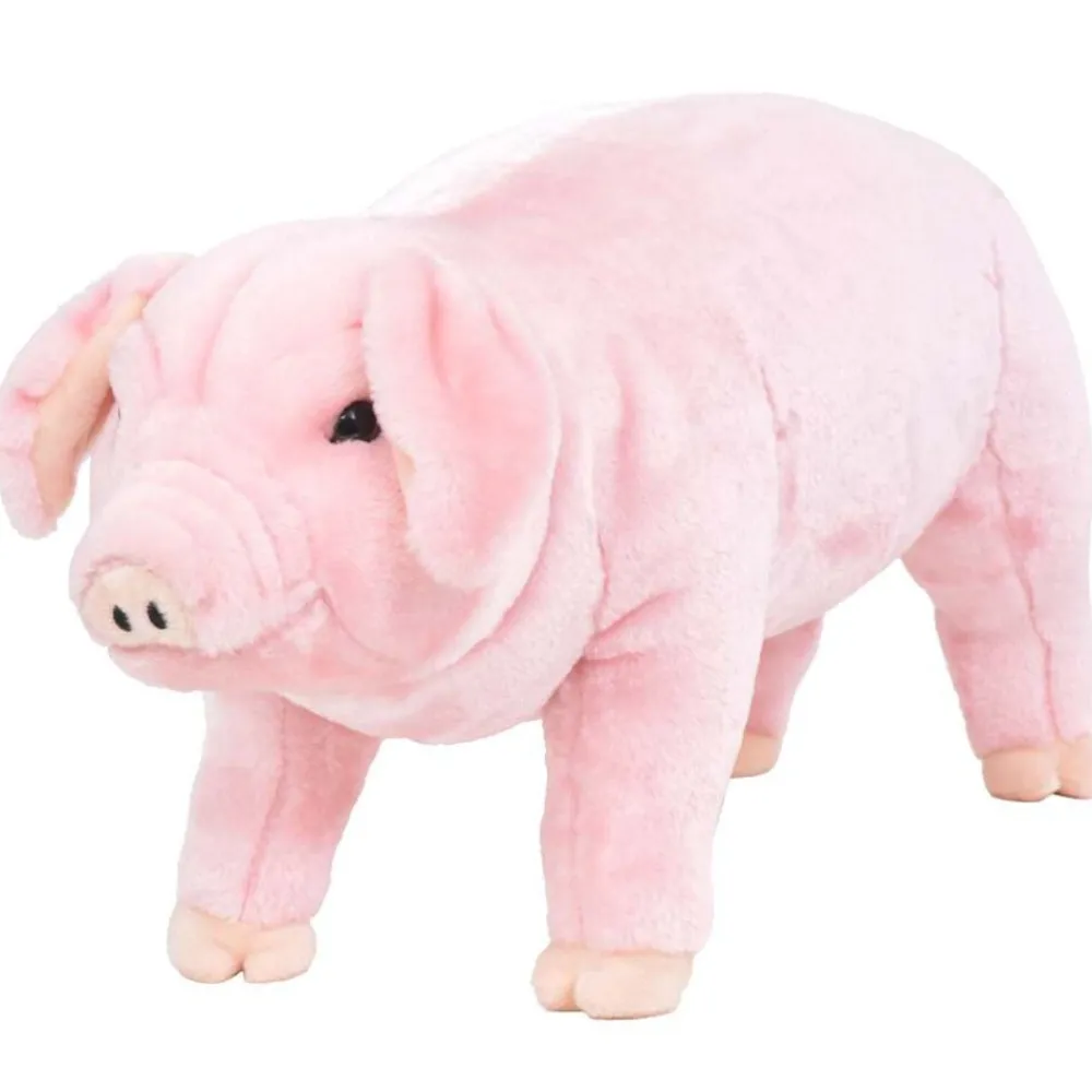 vidaXL Juguetes-Cerdito de peluche de pie rosa XXL