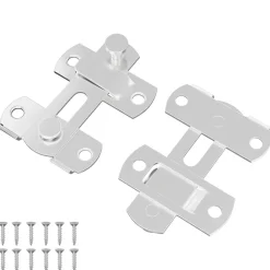 vidaXL Accesorios De Bricolaje-Cerradura de puerta 2 pcs Plateado 70 x 8 mm Acero