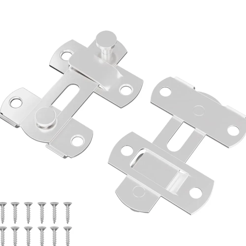 vidaXL Accesorios De Bricolaje-Cerradura de puerta 2 pcs Plateado 70 x 8 mm Acero