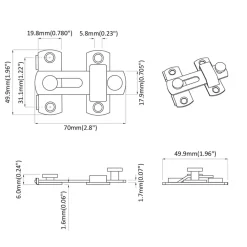 vidaXL Accesorios De Bricolaje-Cerradura de puerta 2 pcs Plateado 70 x 8 mm Acero