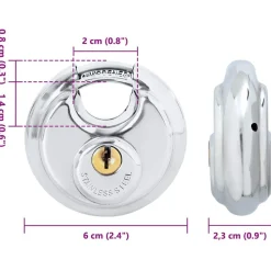 vidaXL Cerraduras tipo disco con llaves Plateado Acero inoxidable Best