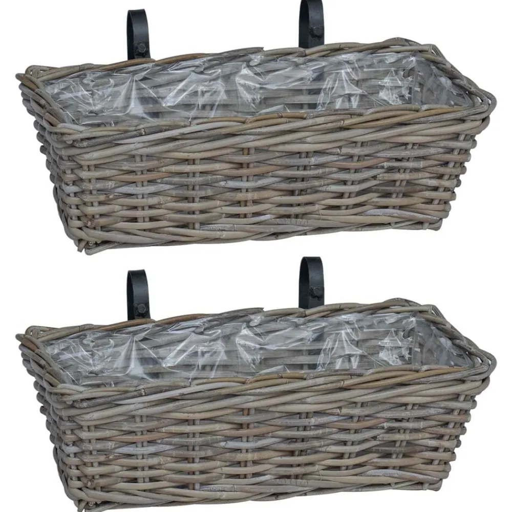 vidaXL Decoración-Cesta Colgante para Plantas 2 pcs 48 x 22 x 15 cm