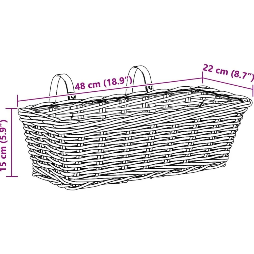 vidaXL Decoración-Cesta Colgante para Plantas 2 pcs 48 x 22 x 15 cm